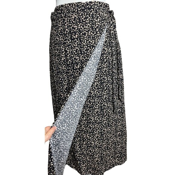 Urban Romantics Skirt Wrap Midi Black Beige Rayon A-line Womens M - Picture 1 of 8